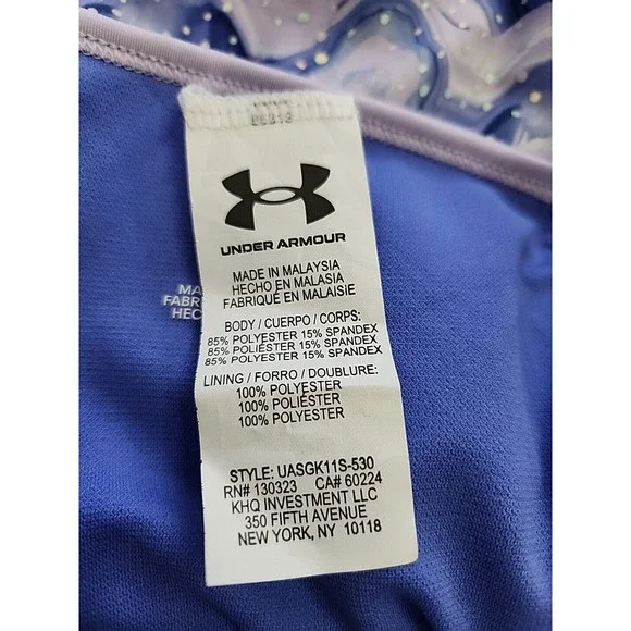 Under Armour One Piece Swimsuit Girls 16 Nebula Purple Waves NEW - Picture 4 of 6
